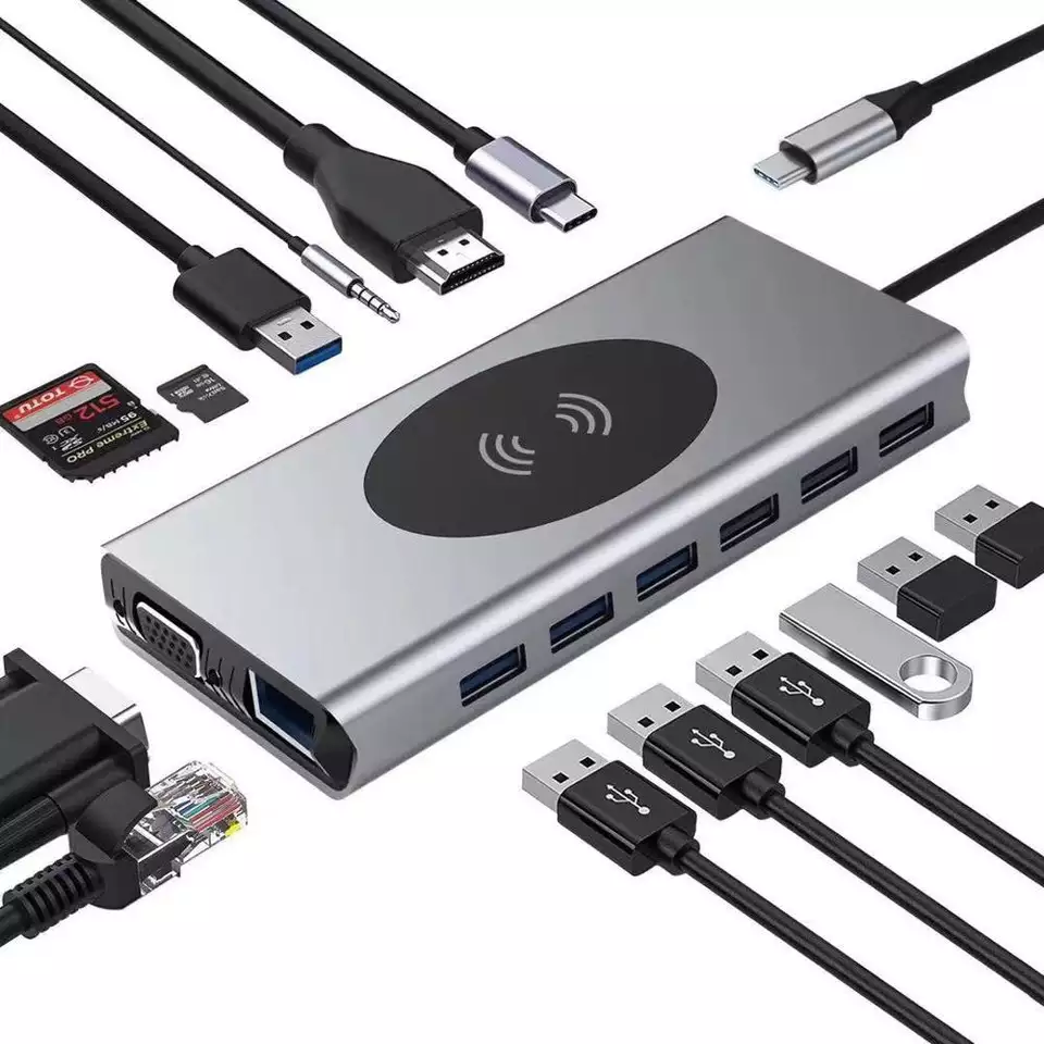 Brave 15-in 1 Multifunctional USB C Hub With Wireless Charger