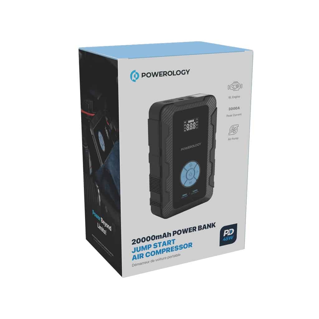 Powerology 20000mAh Power Bank Jump Start Air Compressor 2 Powerology 20000mAh Power Bank Jump Start Air Compressor - Image 2