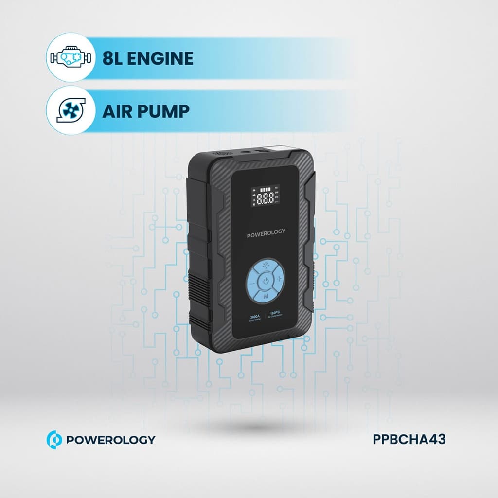 Powerology 20000mAh Power Bank Jump Start Air Compressor 5 Powerology 20000mAh Power Bank Jump Start Air Compressor - Image 5