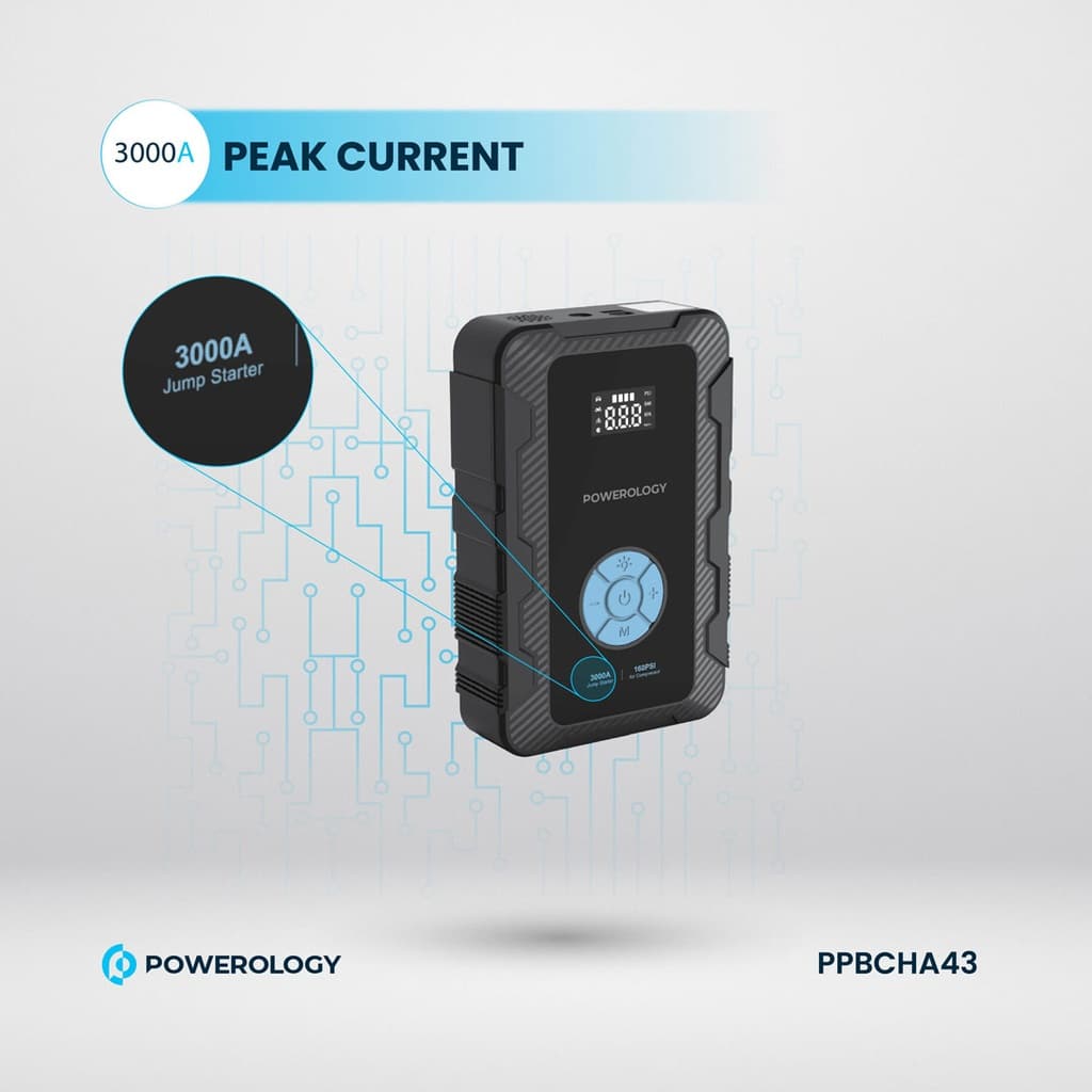 Powerology 20000mAh Power Bank Jump Start Air Compressor 6 Powerology 20000mAh Power Bank Jump Start Air Compressor - Image 6